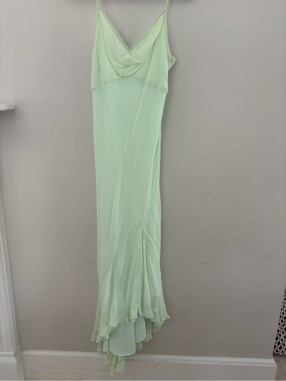 Mint Slip Maxi Dress with Delicate Camisole Straps